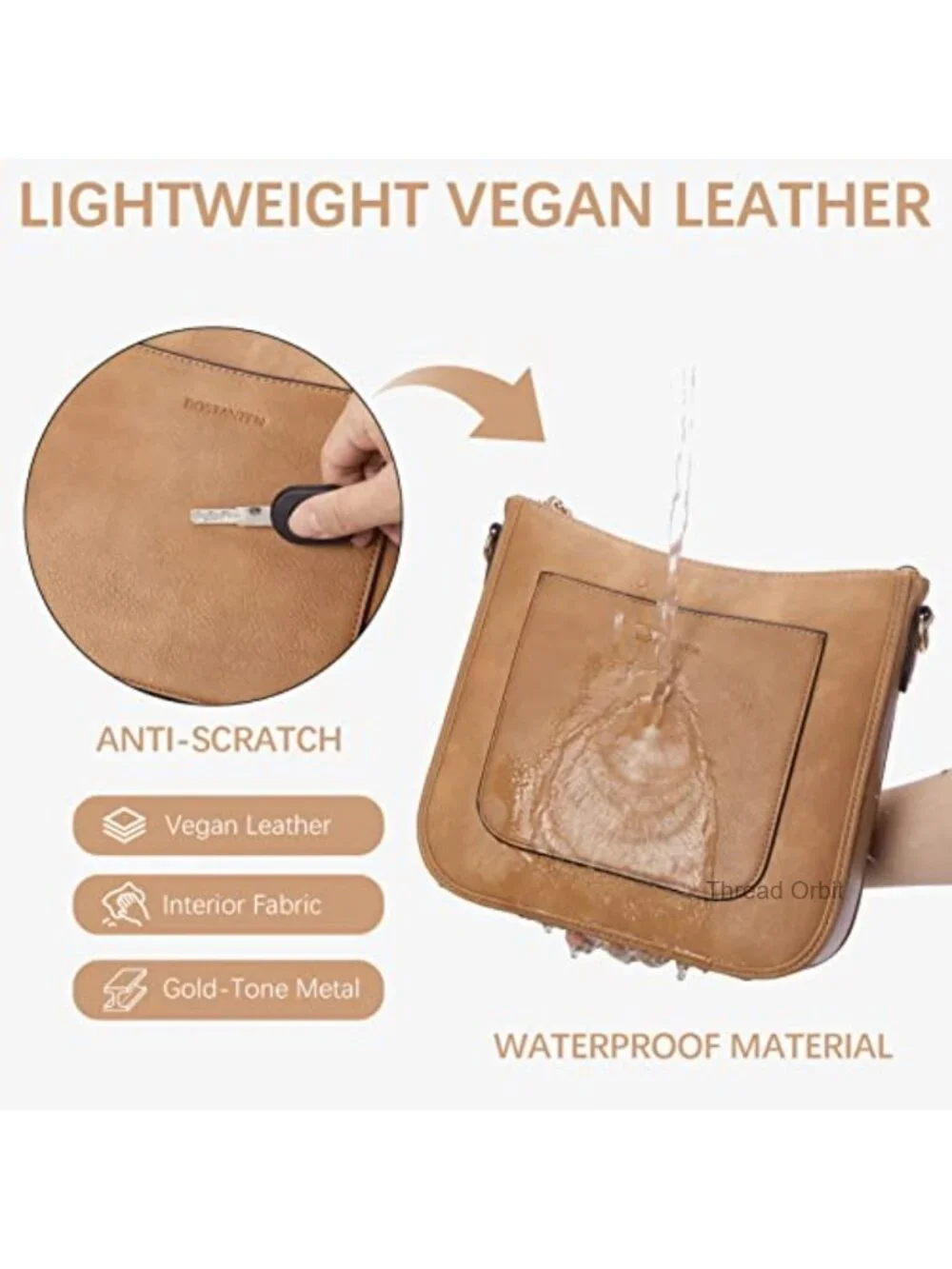 Vegan Leather Crossbody Bag with Guitar Strap for Travel